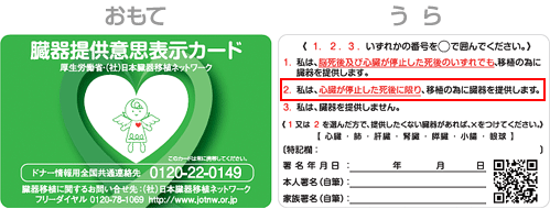 臓器提供意思表示カード
