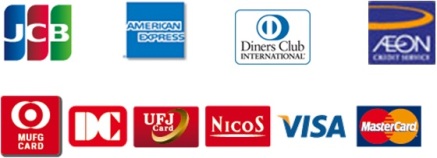 JCB,AMERICAN EXPRESS,Diners Club,AEON,MUFG CARD,DC,UFJ Card,NICOS,VISA,MasterCard