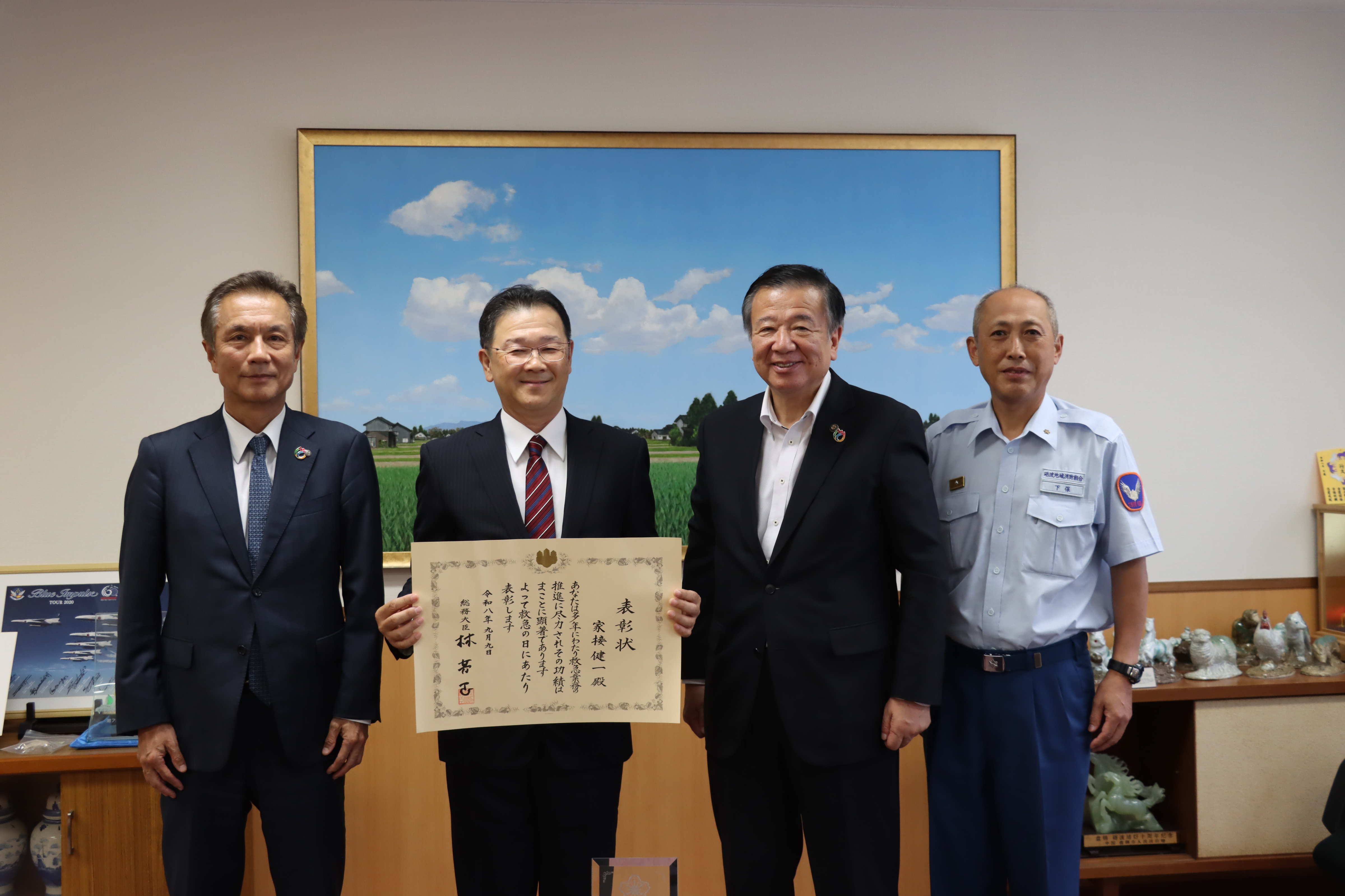 市長応接室にて記念撮影